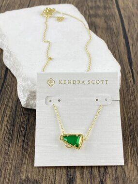 Kendra Scott Green Trumpet-Shaped Necklace